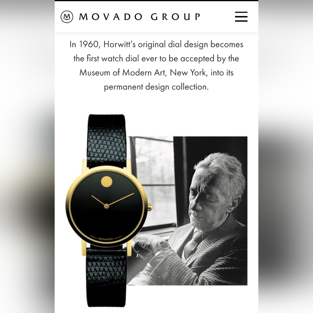 Movado 87-45-882, Museum dial w/original leather strap and clasp. - Picture 10 of 11
